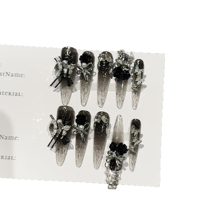 Elegant Rhinestone-Embellished Press-On Nail Extensions