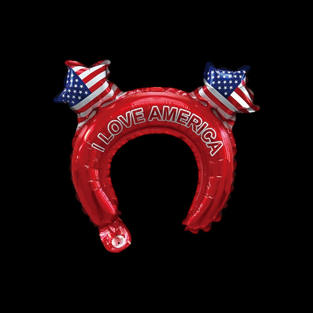 Unisex non-patriotic inflatable hairband with star ear bubbles and the inscription Kalsten