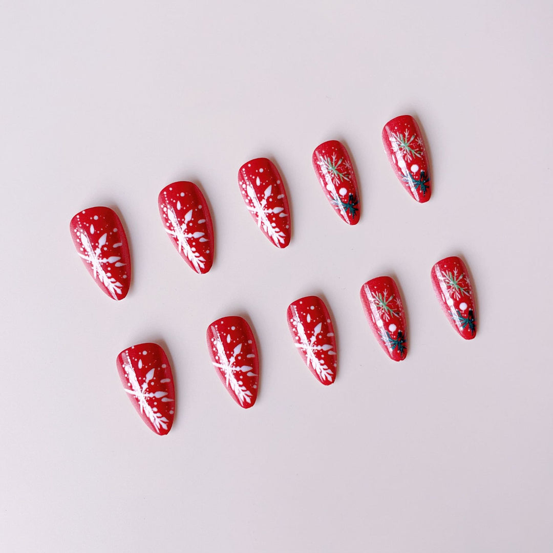 Acrylic nail set with festive motifs and handmade decorations Kalsten