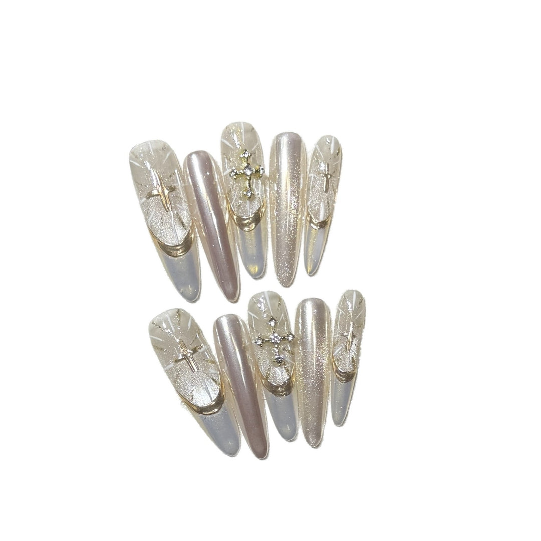 Glamorous Stiletto Press-On Nail Set with Artistic Accents Kalsten