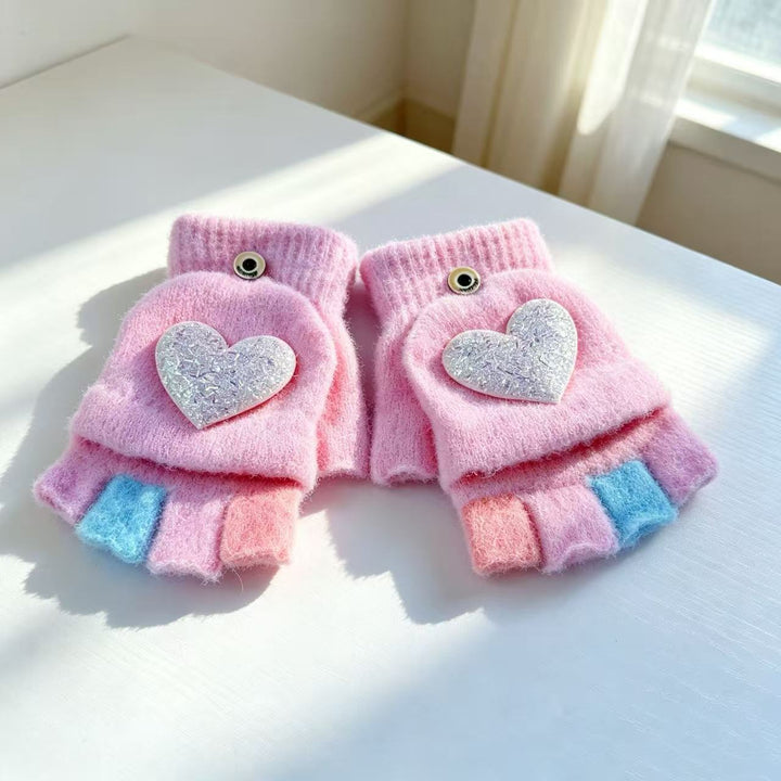 Playful Heart-Themed Fingerless Gloves Kalsten