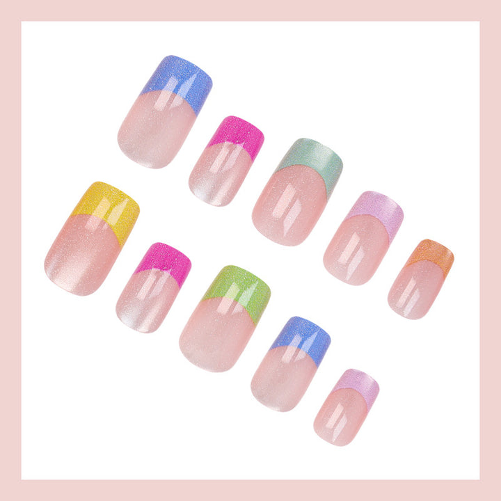 Acrylic nail set with colorful French tips Kalsten