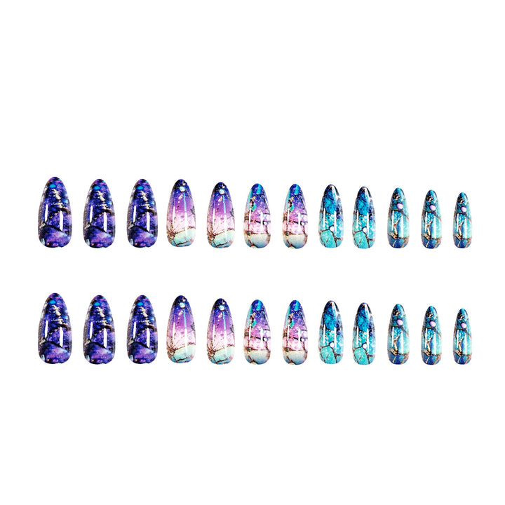 Exclusive stiletto artificial nails with glitter and ombre design Kalsten