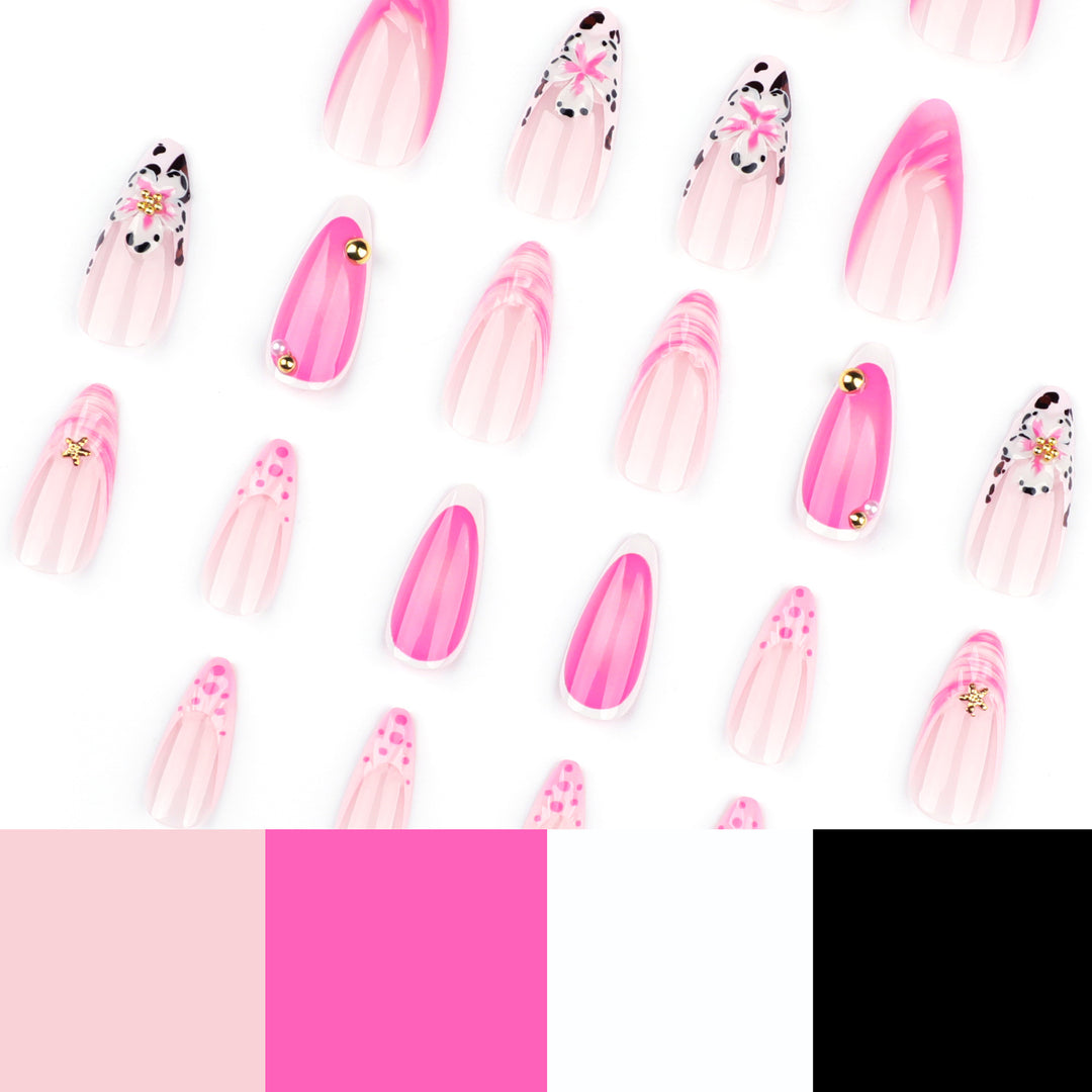 Artistic nail extensions with floral accents and glitter Kalsten