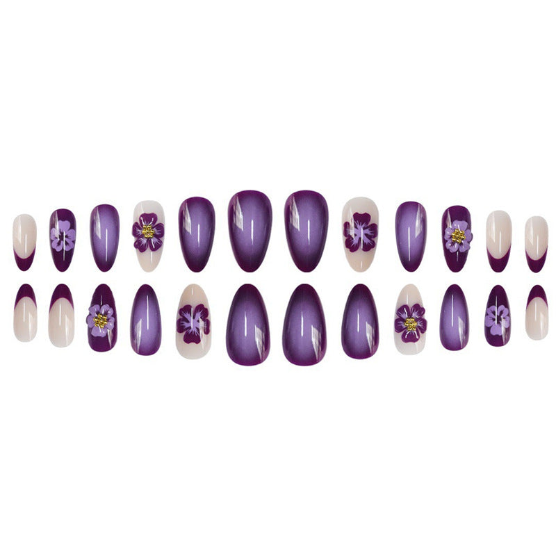Artistic Floral Press-On Nails with 3D Accents Kalsten