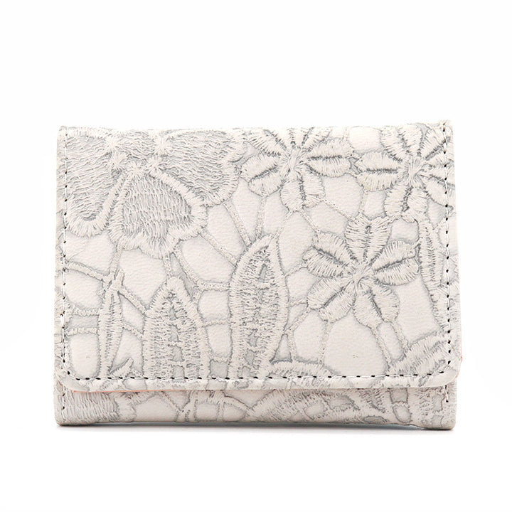 Floral Embossed Leather Coin Wallet