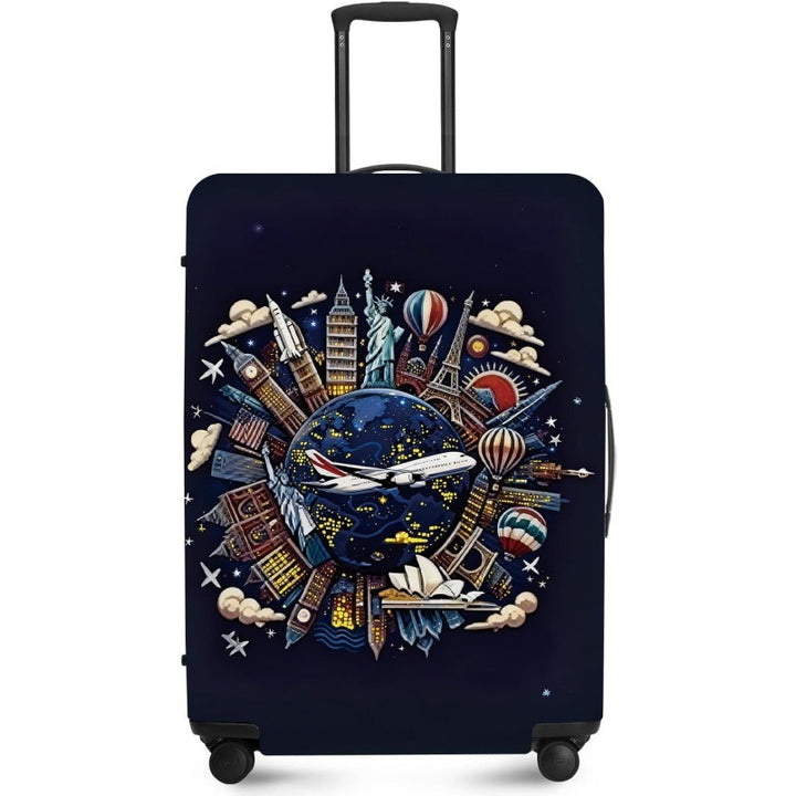 Unisex nan elastic suitcase cover with UV-resistant motif print and zip opening Kalsten