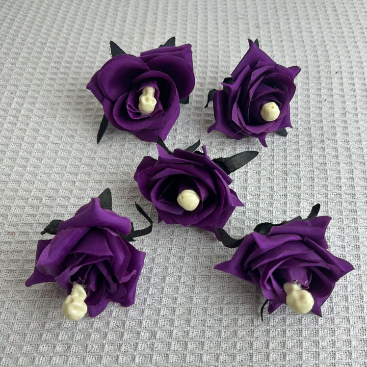 Set of delicate fabric rose hair clips for bridal and festive hairstyles