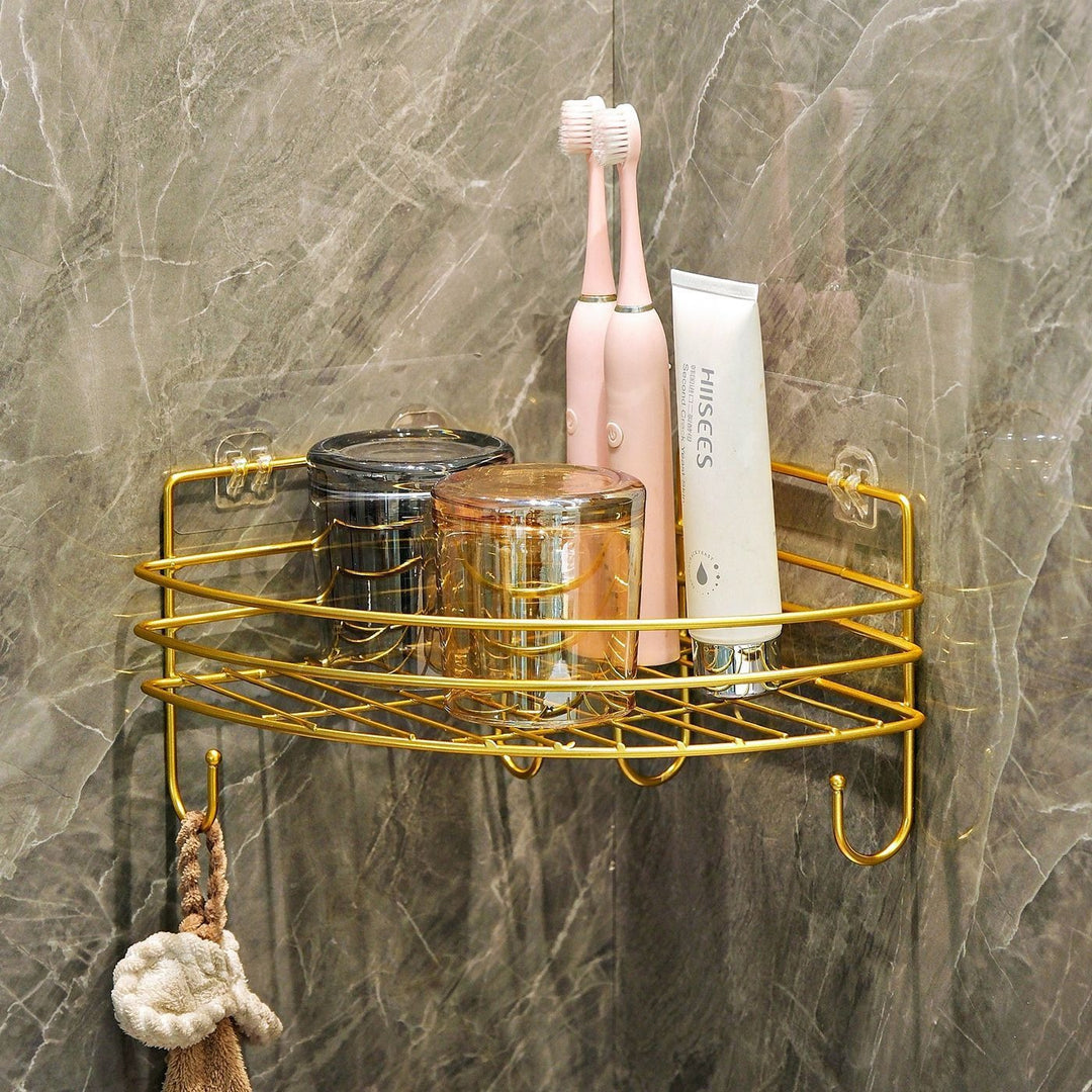 Corner shower storage basket