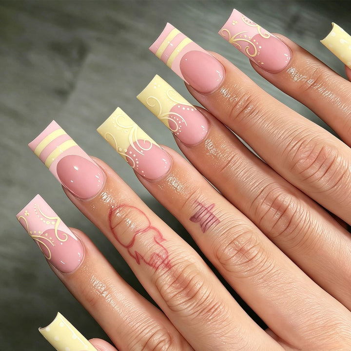 Decorative Long Press-On Nail Art Tips Kalsten