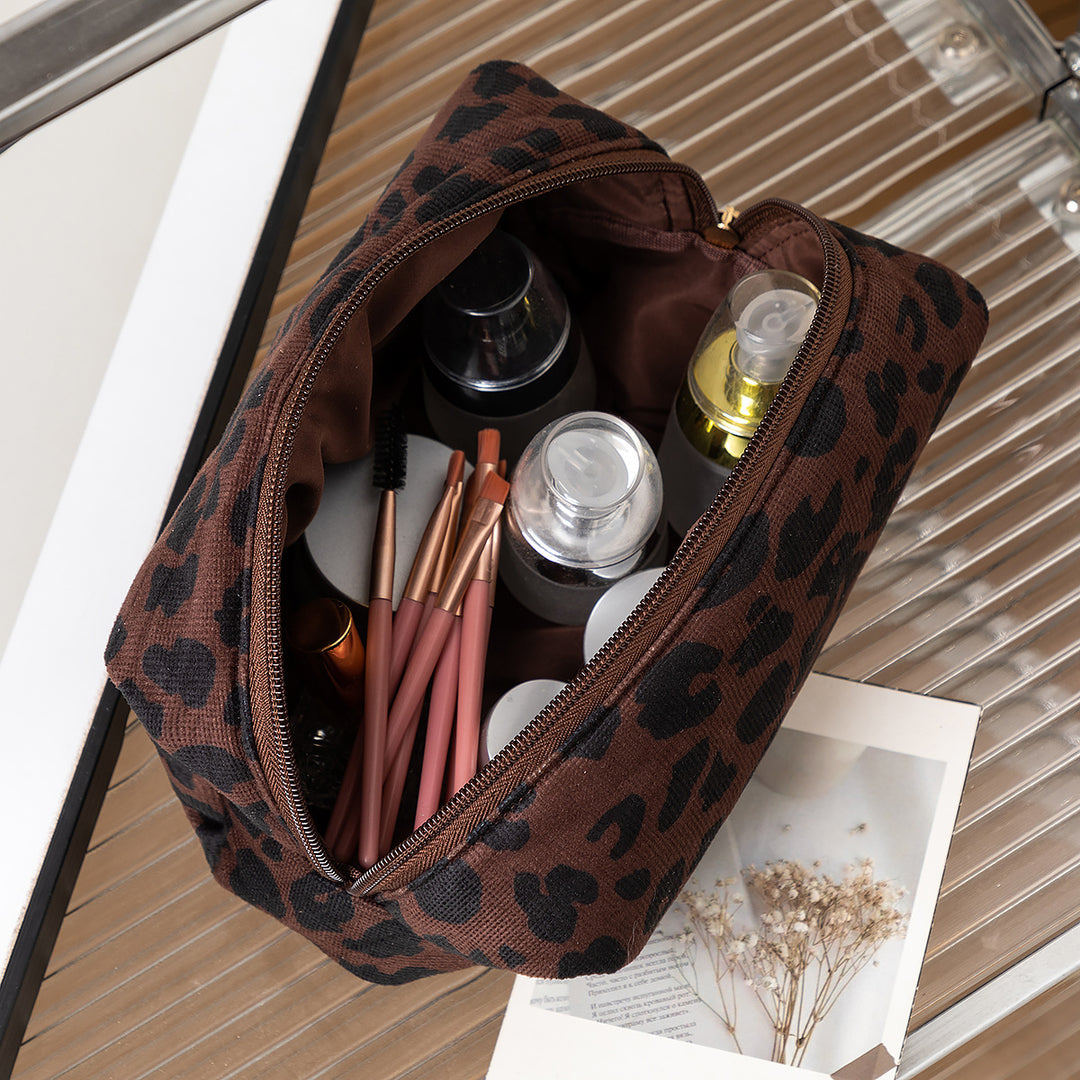 Textured Leopard Print Pencil Case Kalsten