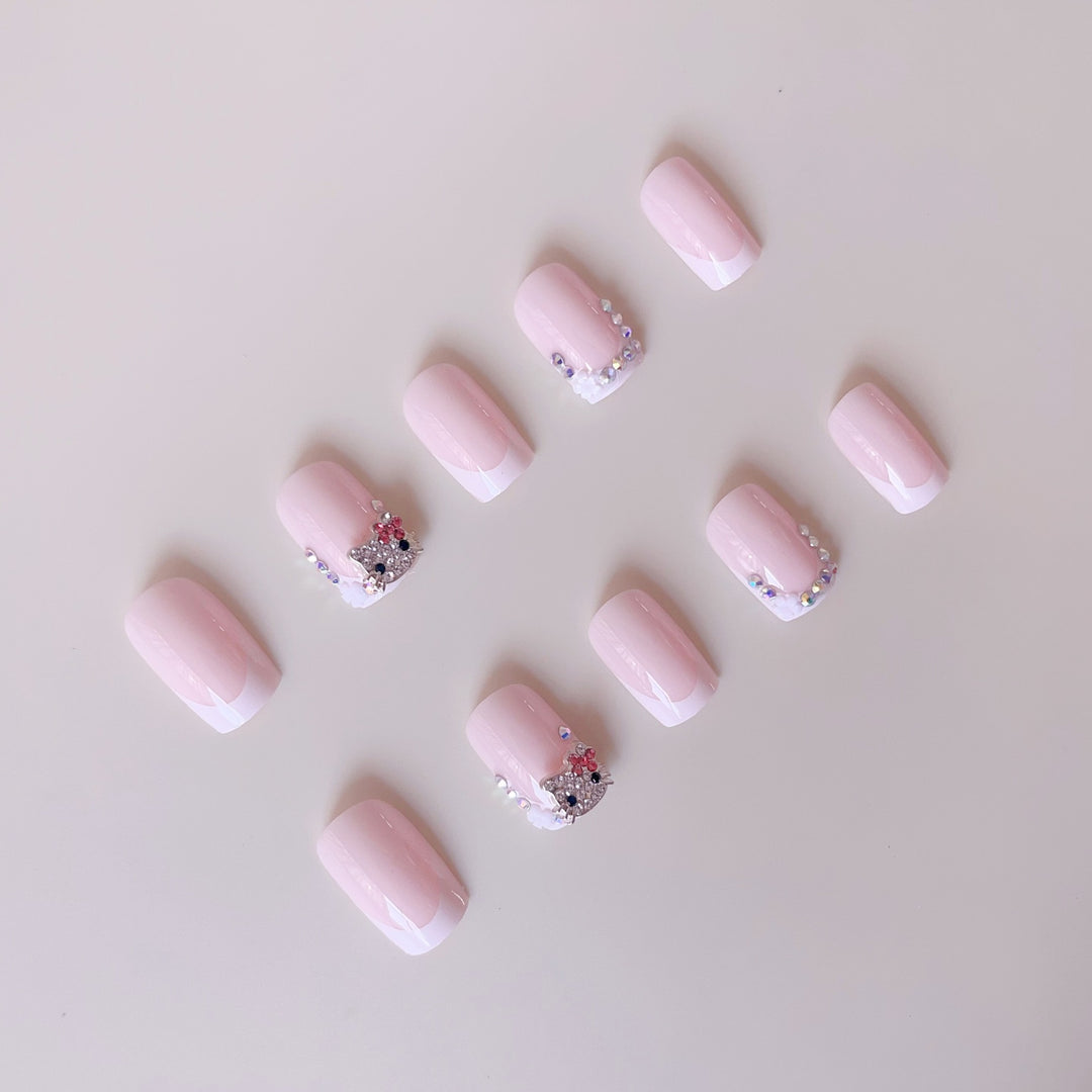 Artificial nail set with stylish rhinestone decorations Kalsten
