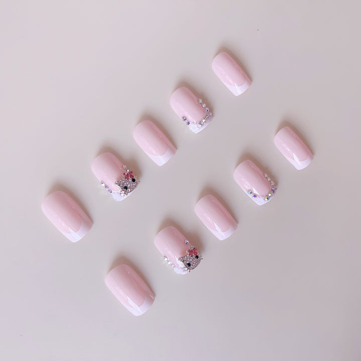 Artificial nail set with stylish rhinestone decorations Kalsten