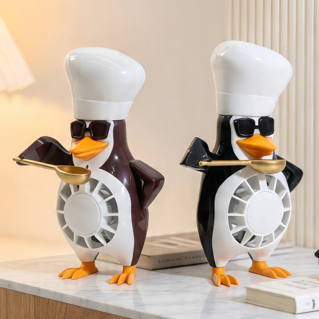 Ladies table fan in modern penguin design Kalsten