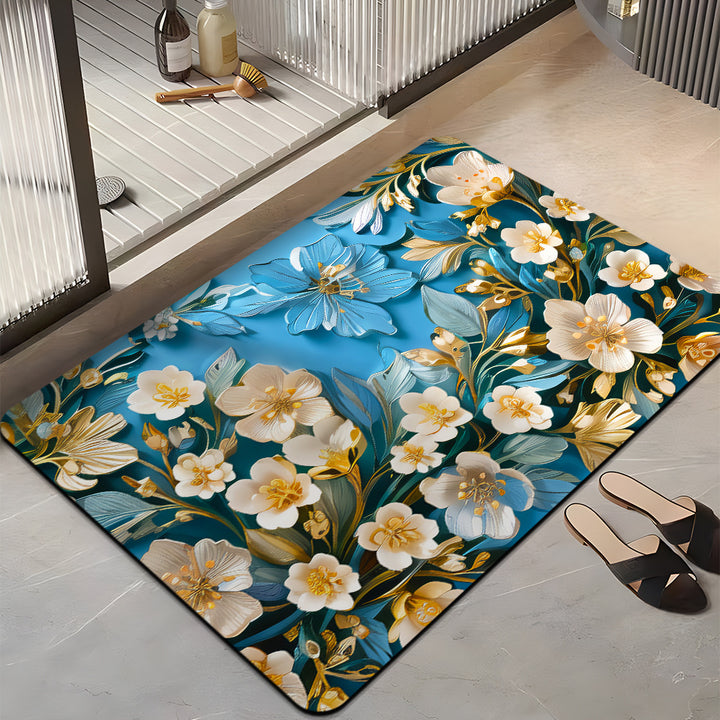 Floral-Themed Plush Bath Mat Kalsten