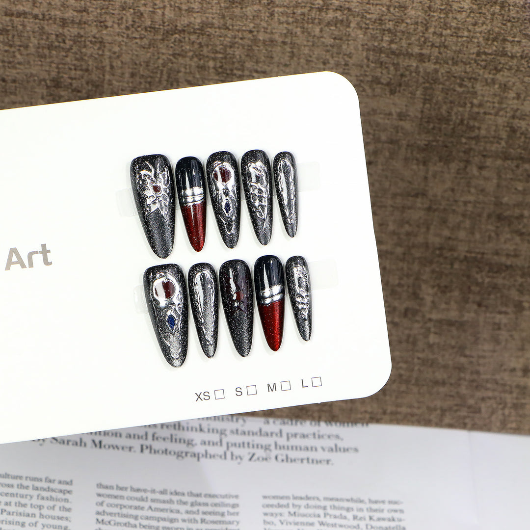 Elegant Stiletto Press-On Nail Art Set with Unique Design Kalsten