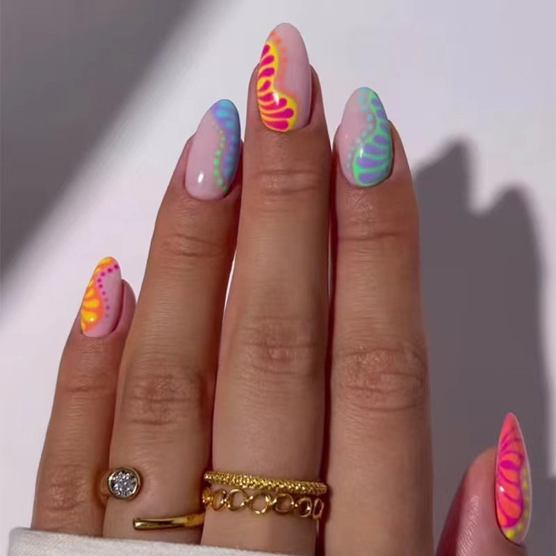 Art nail set with colorful gradient and creative designs Kalsten