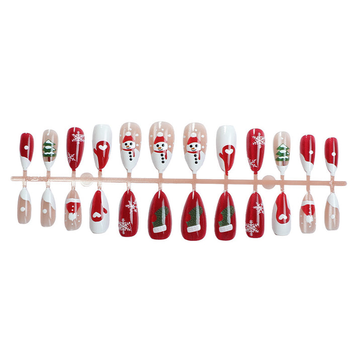 Artistic Holiday-Themed Press-On Nail Design