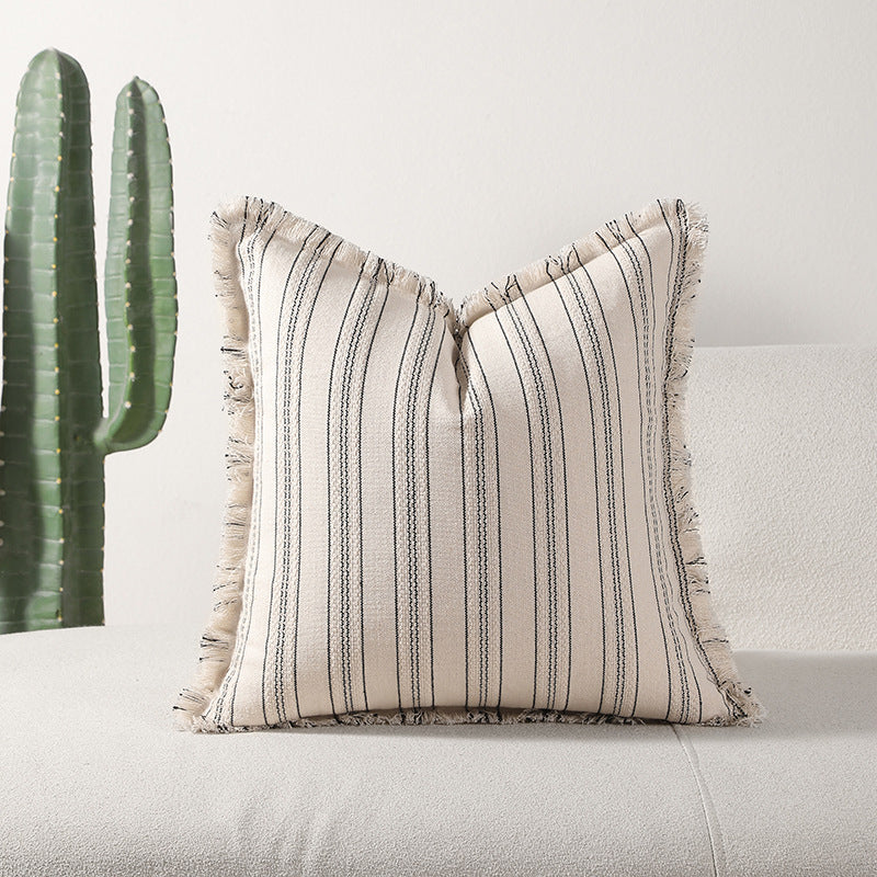 Textured Fringe Accent Throw Pillow