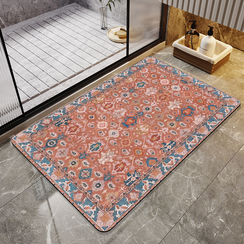 Vintage Floral Design Bath Mat Kalsten