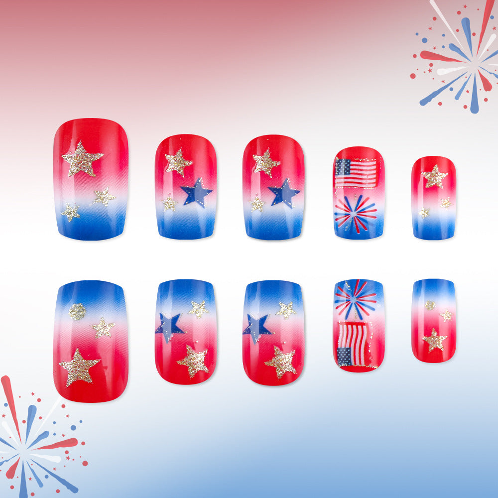 Themed Nail Art with Sparkling Stars and Stripes Kalsten
