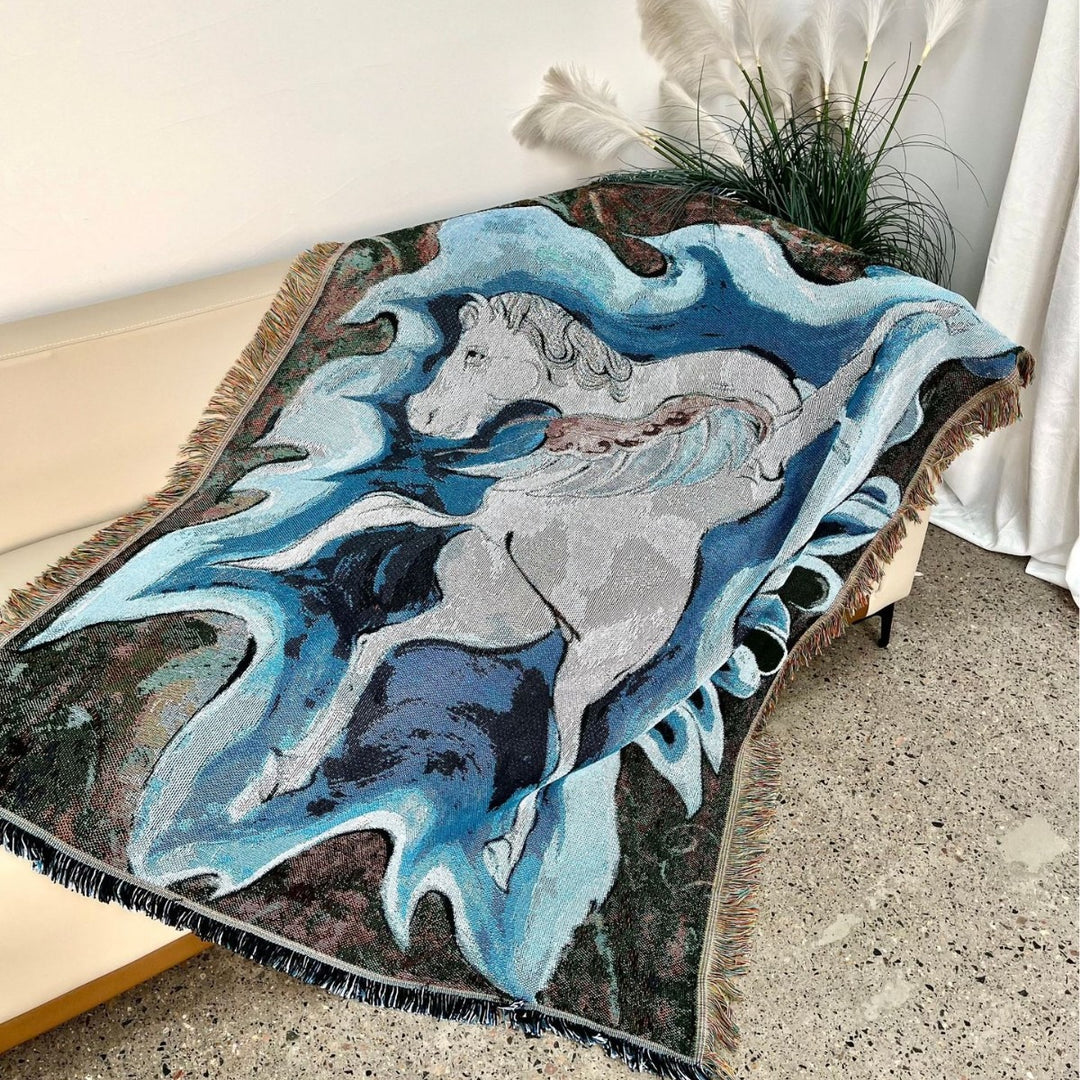Artistic Unicorn-Themed Throw Blanket