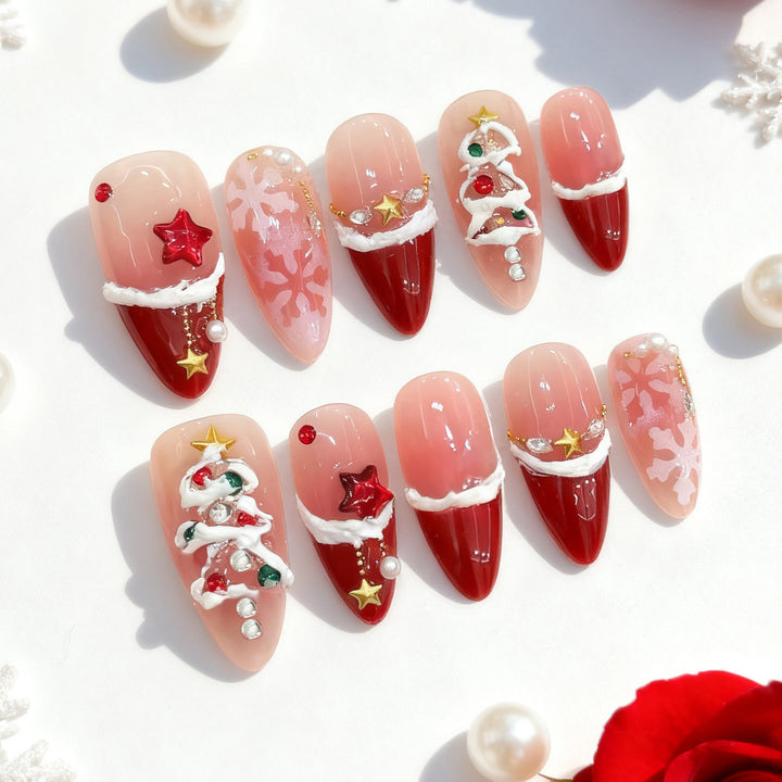 Festive artificial nails with Christmas design Kalsten