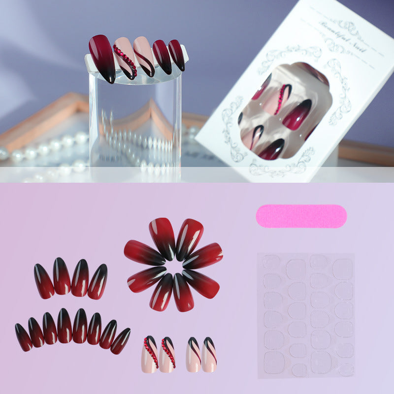 Nail set with elegant ombre design and creative decorations Kalsten