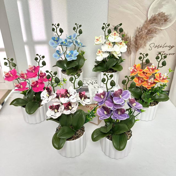 Lifelike Artificial Orchid Plant Arrangement for Home Display