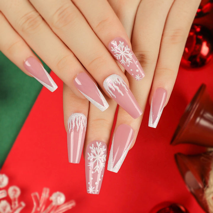 Artful Nail Extensions with Glitter and Rhinestone Embellishments Kalsten
