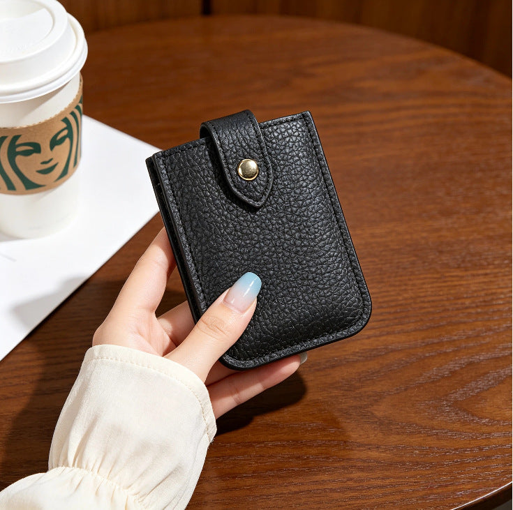 Textured Leather Cardholder with Snap Closure Kalsten