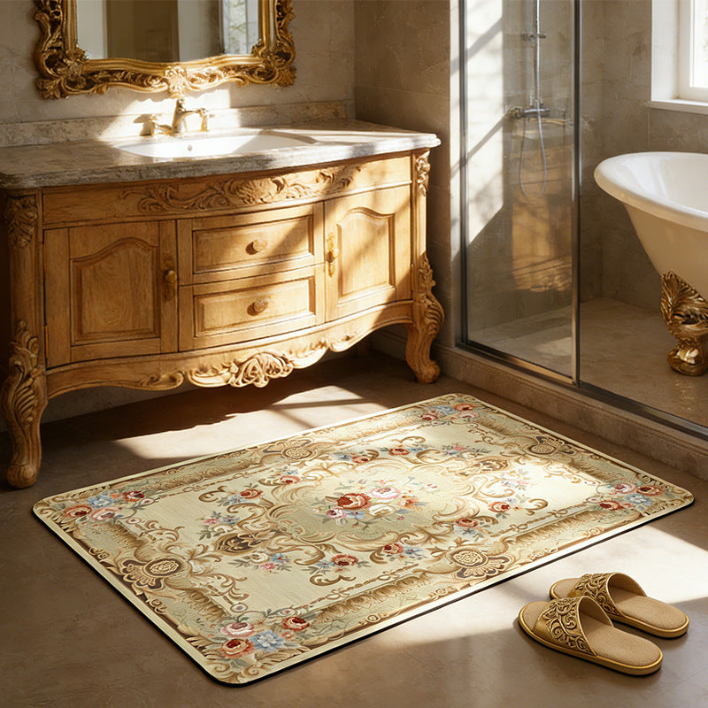 Elegant Vintage Floral Bath Mat Kalsten