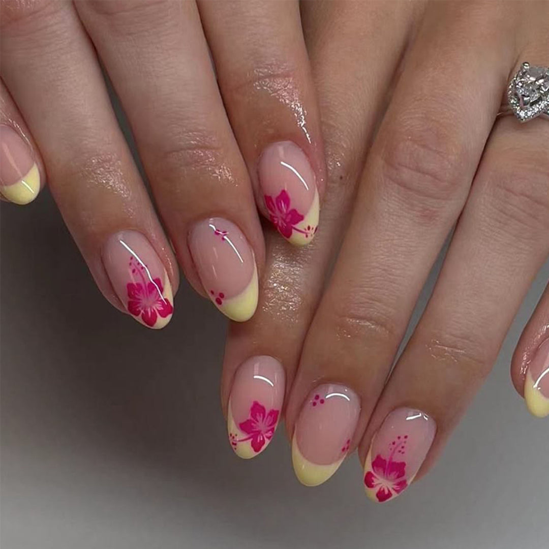 Floral French Tip Nail Art Kalsten
