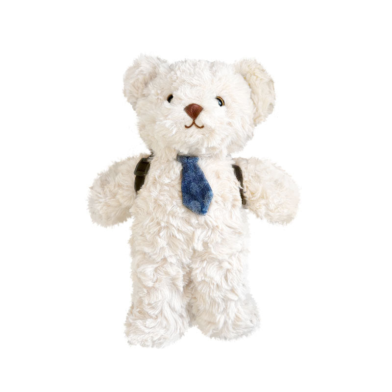 Plush Teddy Bear with Denim Tie and Mini Backpack-Strap Detail Kalsten