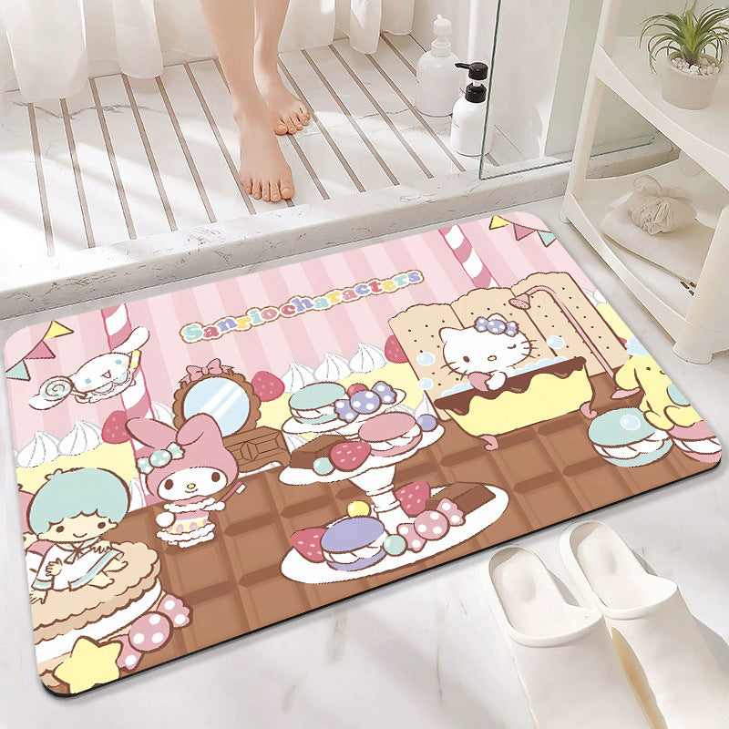 Cartoon-Themed Anniversary Celebration Floor Mat