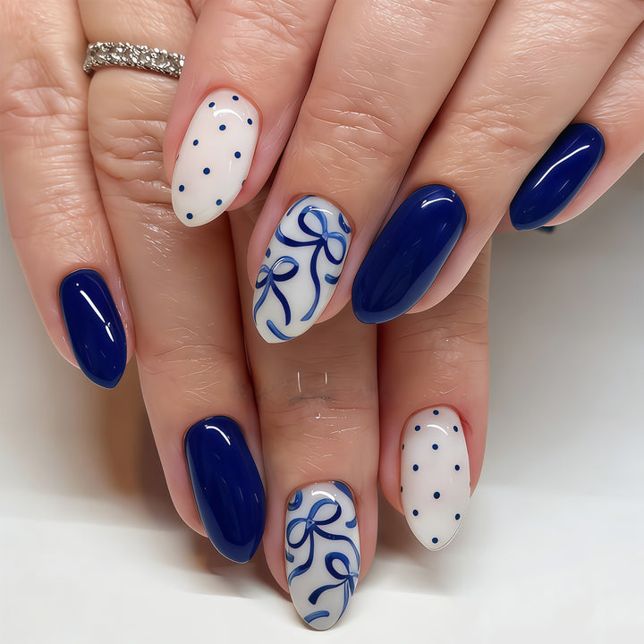 Artistic Bow and Dot Press-On Nail Set Kalsten