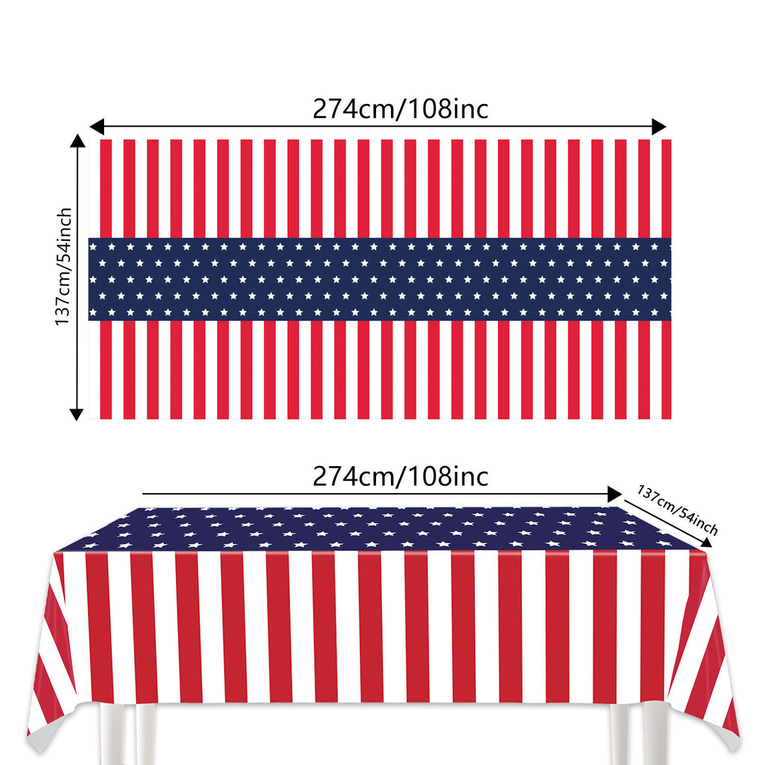 Unisex nan patriotic rectangular party tablecloth with stars and stripes waterproof disposable plastic Kalsten