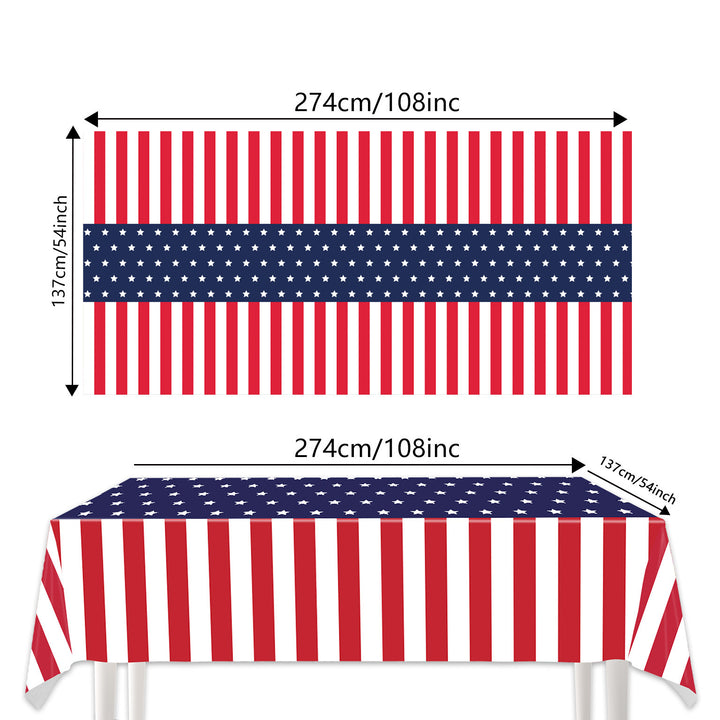 Unisex nan patriotic rectangular party tablecloth with stars and stripes waterproof disposable plastic Kalsten