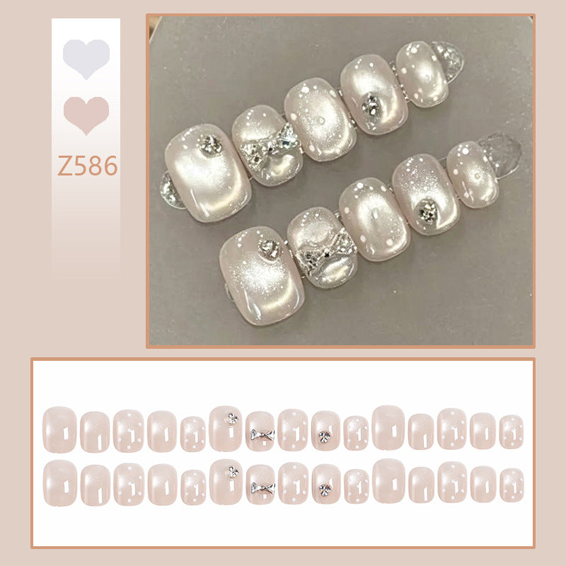 Artificial nail set with elegant glitter and crystal decorations Kalsten