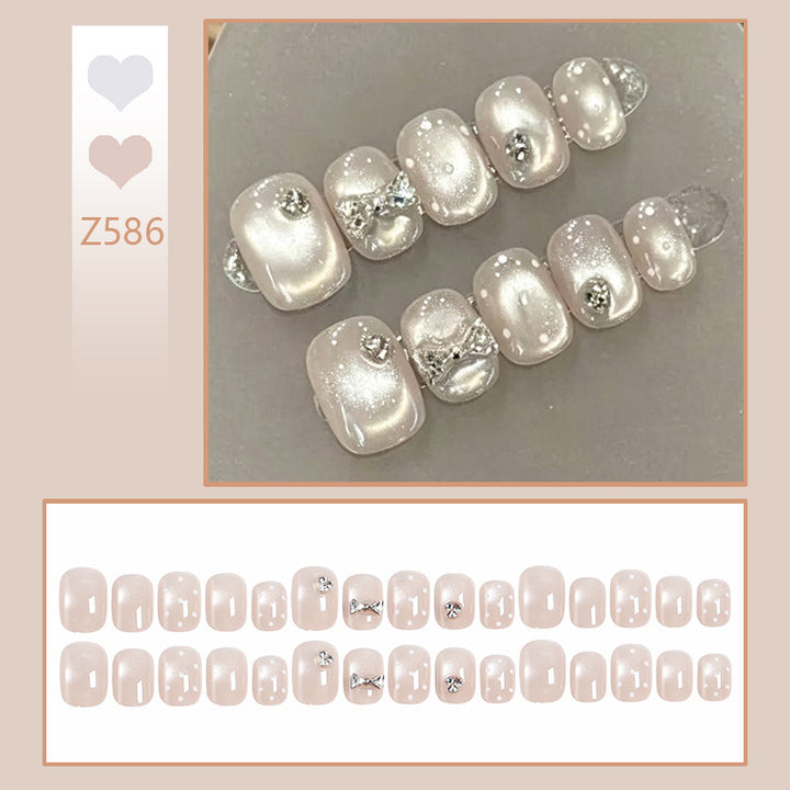 Artificial nail set with elegant glitter and crystal decorations Kalsten