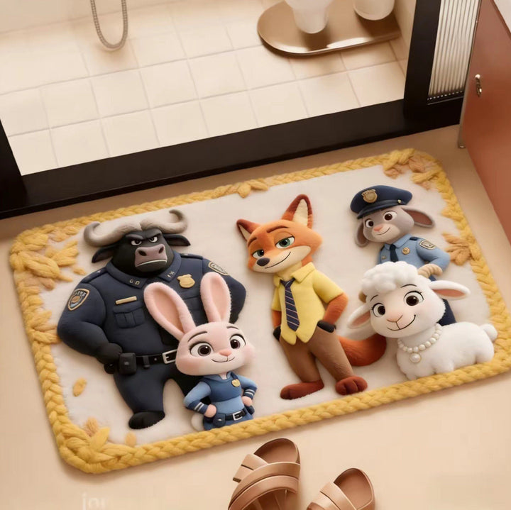 Cartoon Character Plush Mat for Interiors