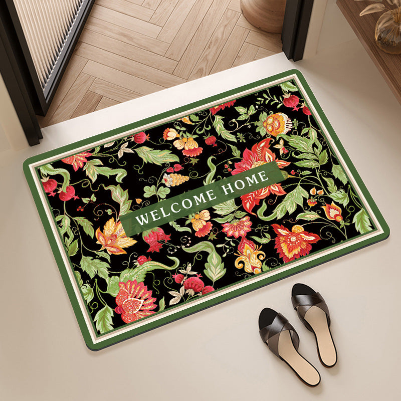 Vintage Floral Pattern Bath Mat Kalsten