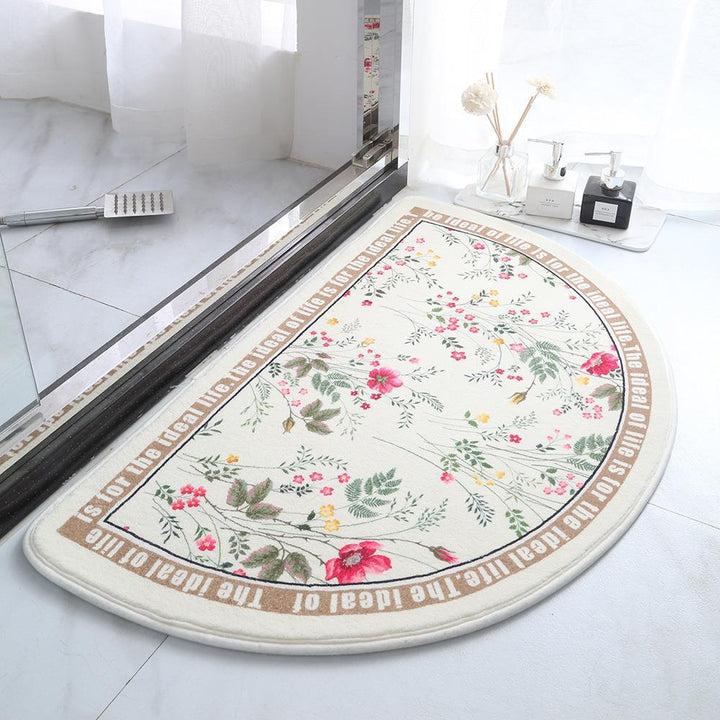 Flower Print Half Moon Bath Mat