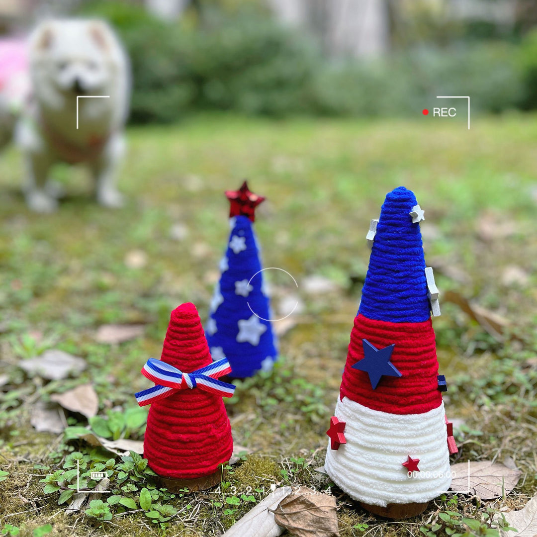 Independence Day patriotic festive tabletop cone centerpiece with felt star accents Kalsten