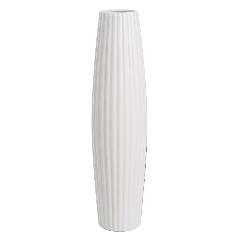Elegant Ribbed Ceramic Floor Vase Kalsten