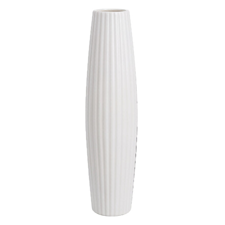 Elegant Ribbed Ceramic Floor Vase Kalsten