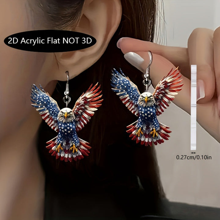 Women's nan Acrylic Flat Patriotic Bull Head Round Dangle Earrings with Fishhook Alloy Findings Kalsten