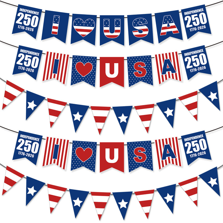Unisex nan patriotic star and stripe multi-strand bunting garland banner set Kalsten