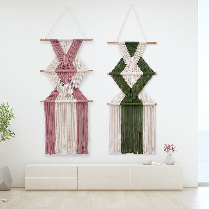 Macramé Wall Decor with Geometric Pattern Kalsten
