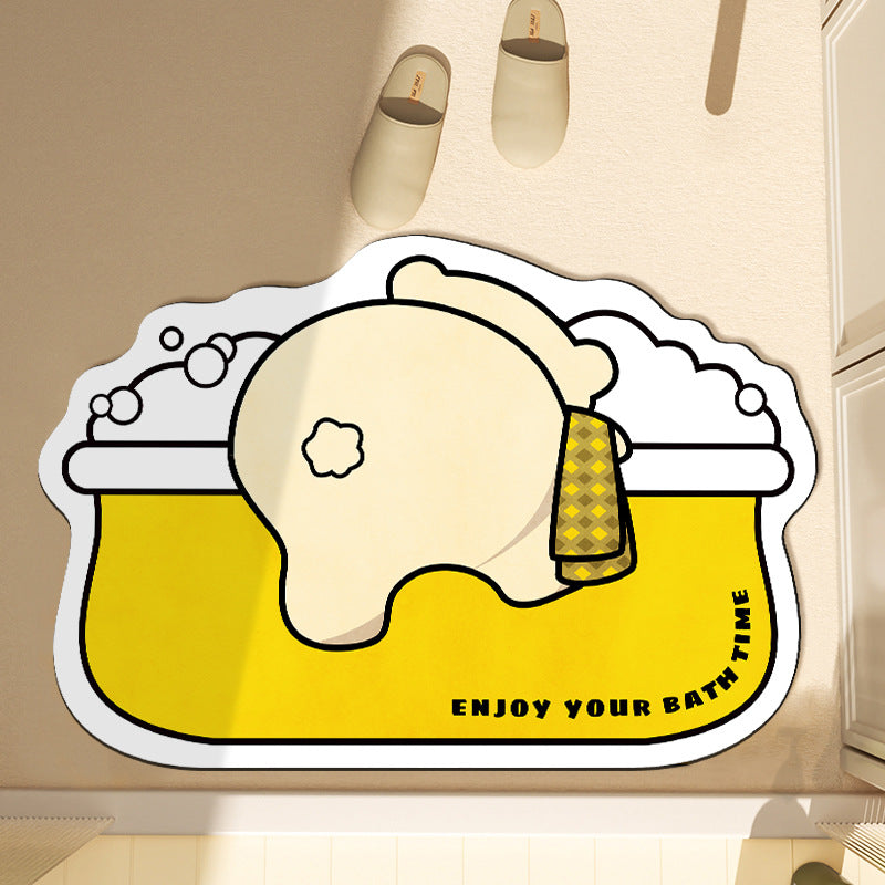 Cartoon Cat-Themed Bath Mat